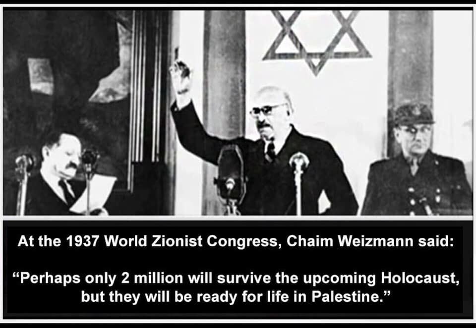 Weizmann 1937 meme — “upcoming Holocaust” caption