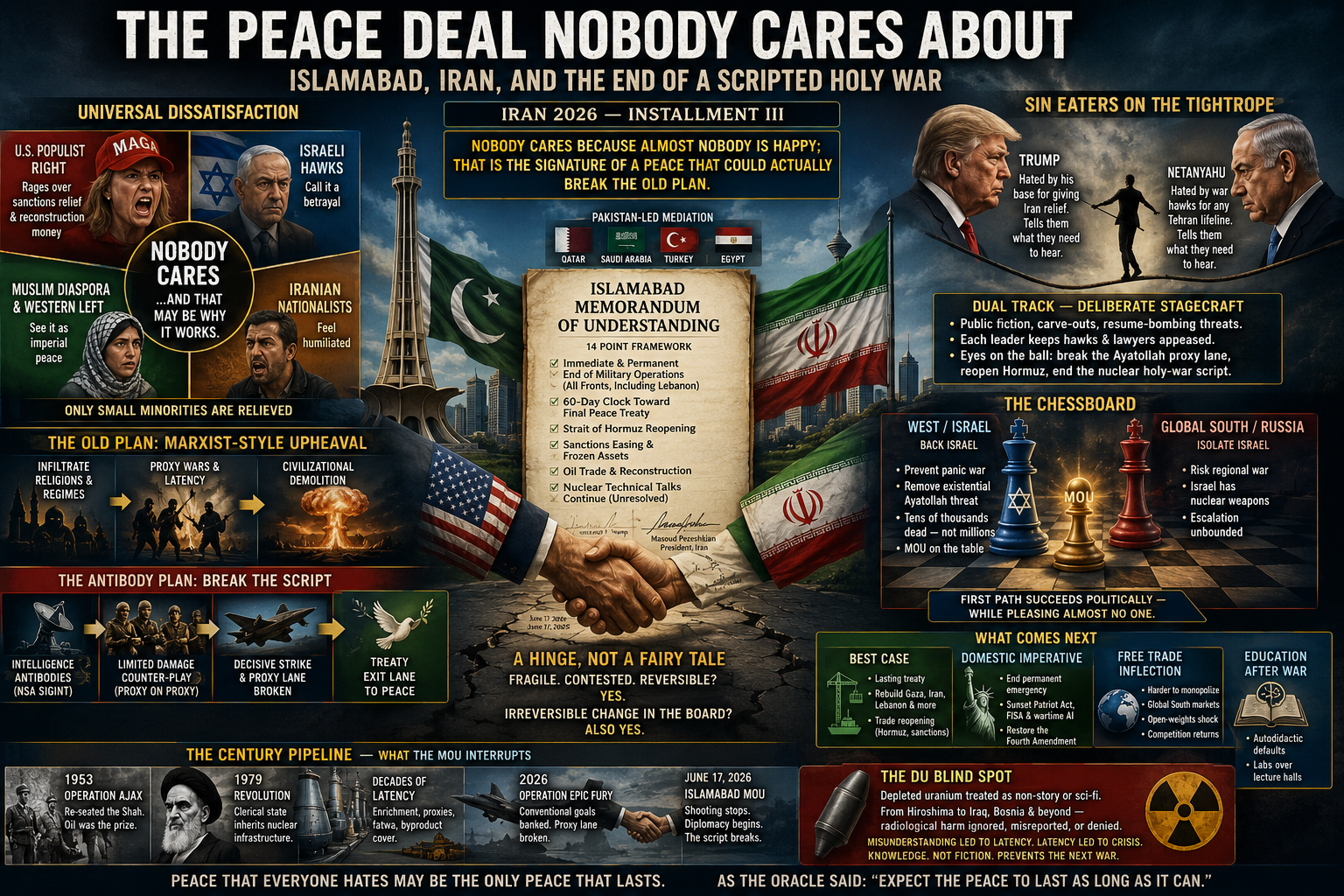 The Peace Deal Nobody Cares About — universal dissatisfaction, Islamabad MOU, and Strait of Hormuz