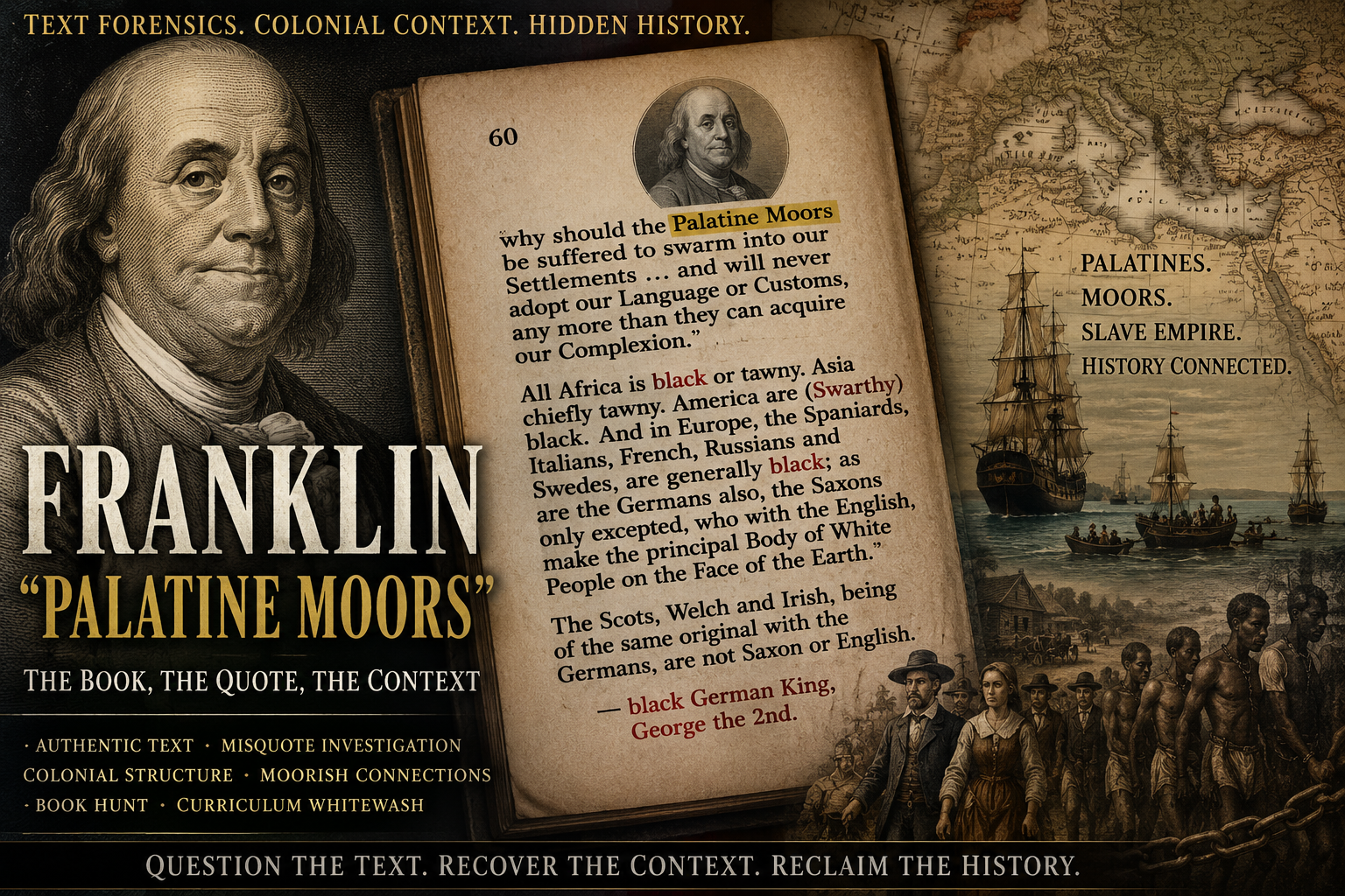 Franklin “Palatine Moors” book collage — misquote forensics and colonial context (primary asset in )
