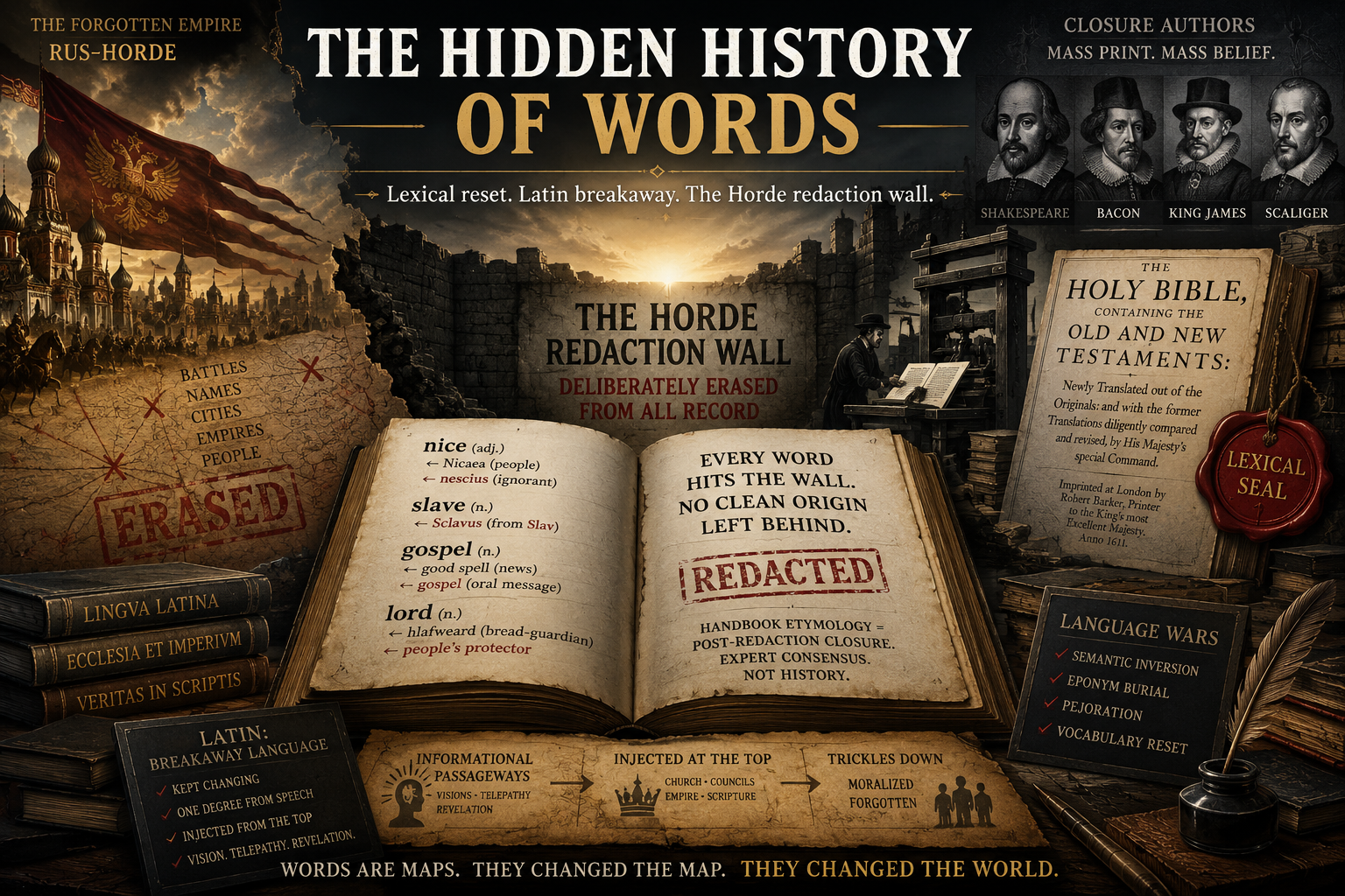 The Hidden History of Words — lexical reset, Latin breakaway, and the Horde redaction wall (article hero)