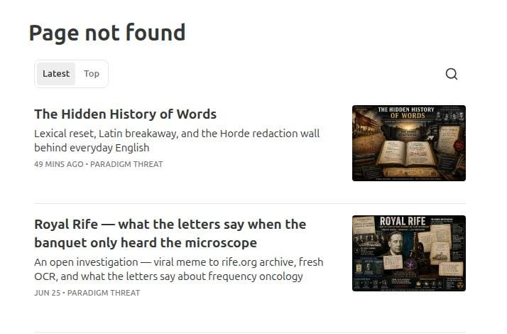 Substack — Page not found on own posts while Latest still lists titles (June 2026)