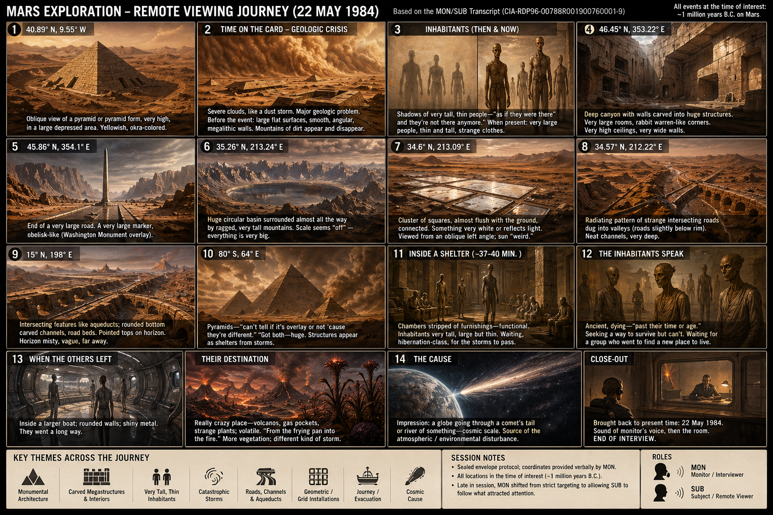 Mars Exploration 1984 — remote viewing session journey / coordinate path