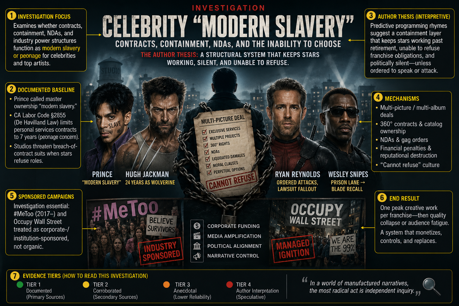 Celebrity modern slavery — contracts, containment, NDAs, and creative control