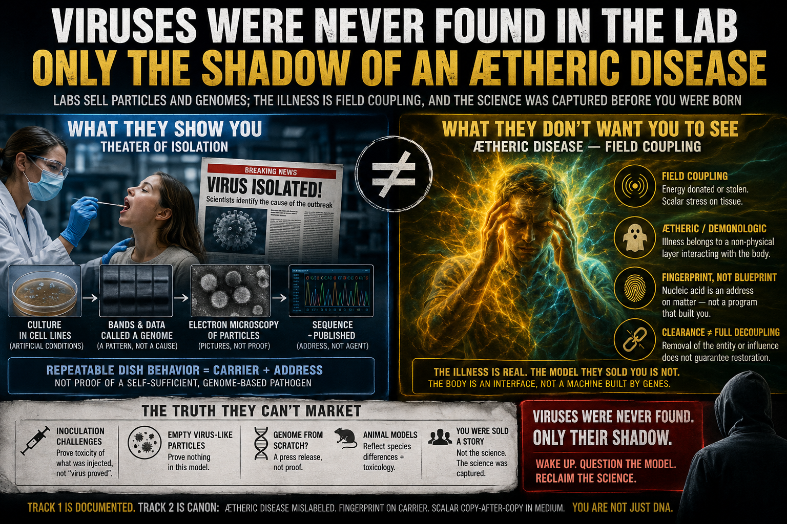 Viruses were never found in the lab — ætheric disease, fingerprint not genome pathogen
